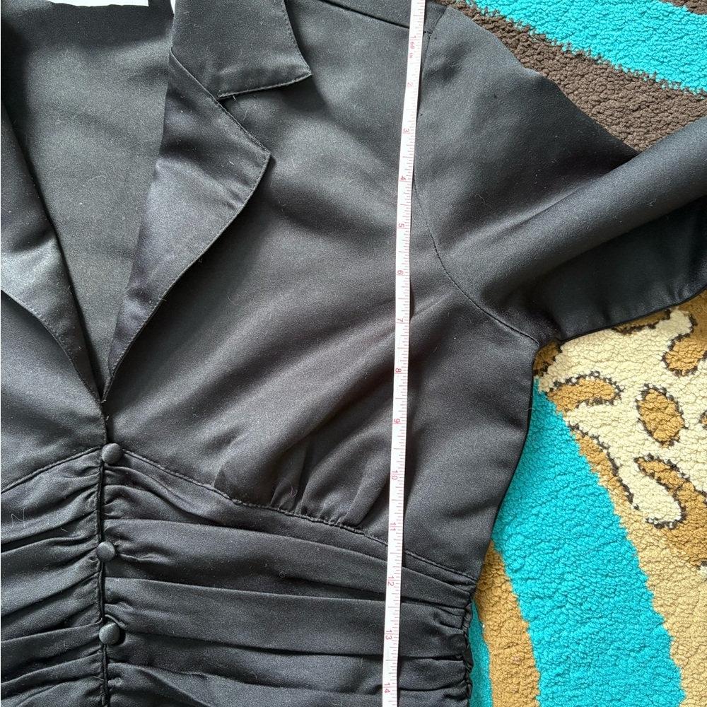 ASOS Reclaimed Vintage Black Ruched Cropped Top - Picture 5 of 7